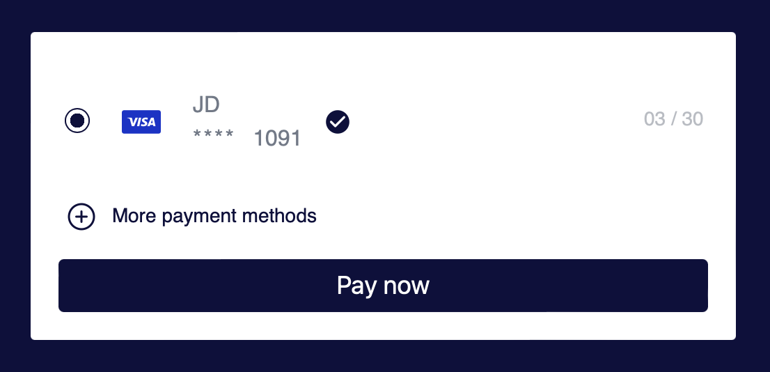 Saved payment methods